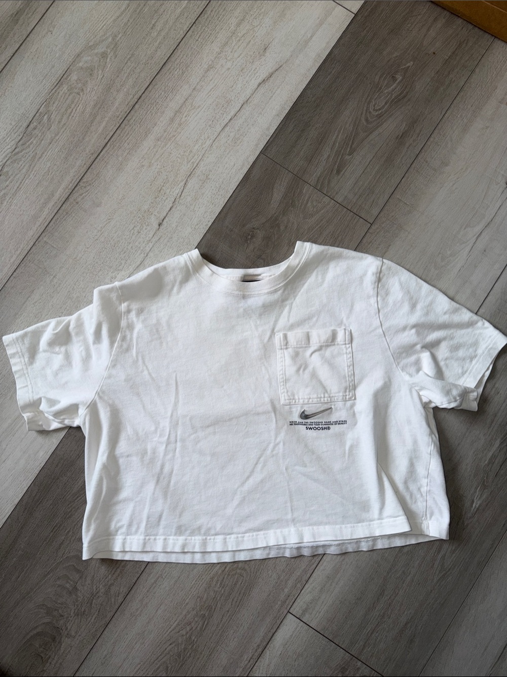 Women’s plus size cropped White Pocket Tee - Classic Cotton Short Sleeve